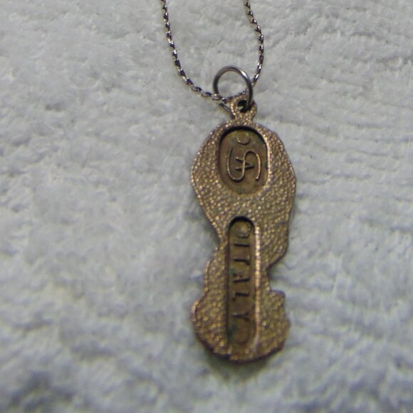 Vintage Mary Mother of Jesus Necklace, Vatican in Italy, Sterling Silver/Pewter - Picture 5 of 6